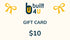 Gift card indicating a $10 value